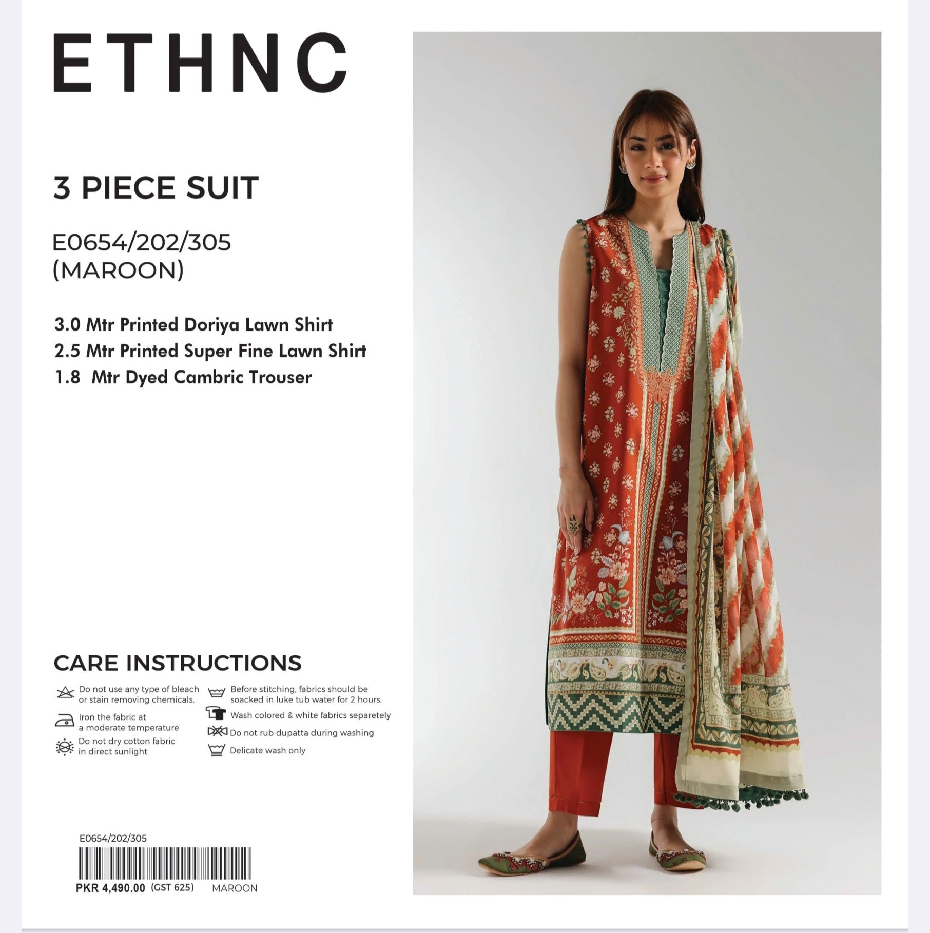 Ethnc 3pc unstitch suit